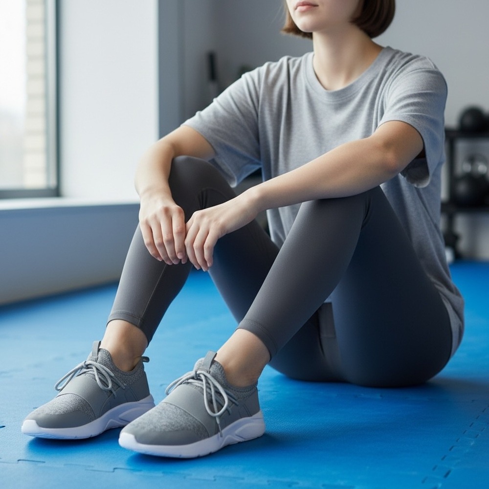 Fabletics Zuma Grey Heathered Athletic Training Sneakers Womens 7‎ Lace Up Strap